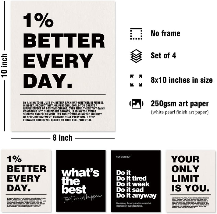 Motivational Inspirational Office Wall Art Decor Prints Set of 4