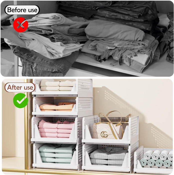 5 Pack Closet Organizers Stackable Storage Box