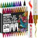 24 Metallic Dual-Tip Acrylic Paint Marker Pens for Drawing