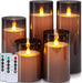 Gray Flickering Flameless Candles, Battery Operated Acrylic LED Pillar Candles with Remote Control and Timer, Halloween Decor, Set of 5
