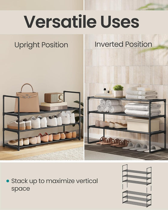 Shoe Rack, 3-Tier Shoe Organizer, Metal Storage Shelf