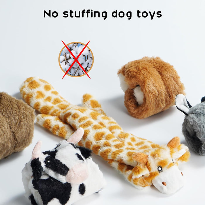 Dog Squeaky Toys, 5 PCS Crinkle Plush Dog Toys, No Stuffing Dog Toys for Small Medium Large Dogs, Stuffless Puppy Toys f