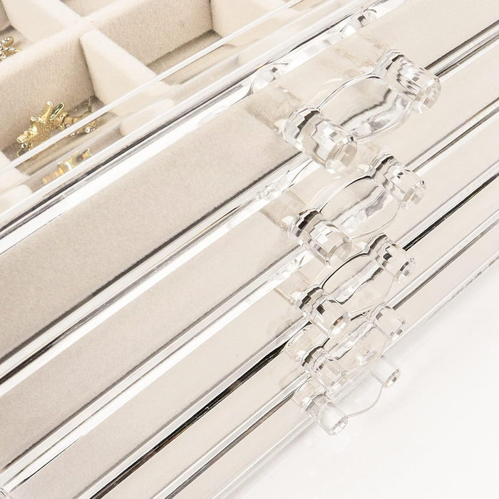 Earring Organizer 5 Drawers Acrylic Jewelry Box for Women, Warm White