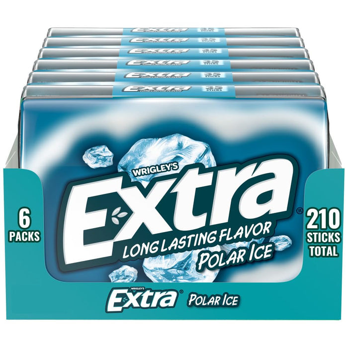 EXTRA Gum Polar Ice Sugarfree Mint Chewing Gum Mega Packs, 35 Count, 6 Pack