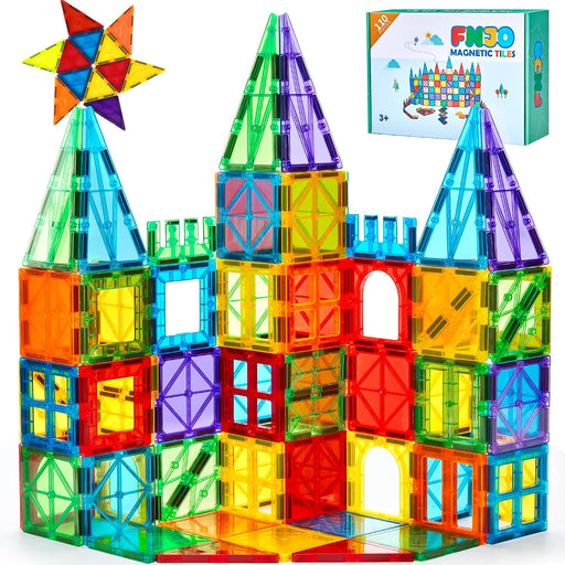 Magnetic Tiles, 110PCS Magnet Building Blocks STEM Toy for Kids