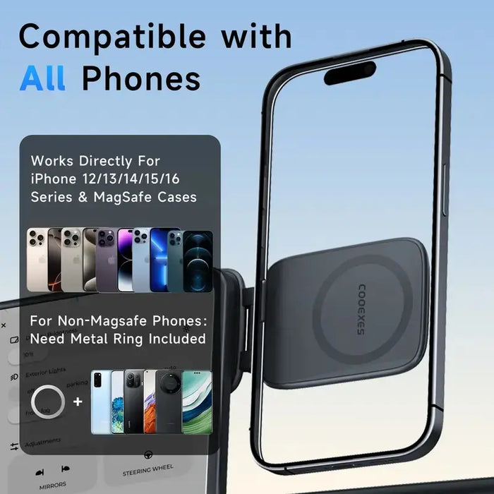 Dual-Sided Magnetic Dashboard Phone Mount — 360° Adjustable