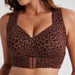 Women'S Animal Print V Neck Posture Sports Bra Wire Free, Breathable Mesh, Removable Pads, Gentle Support, Machine Washable, Minimizer Jelly Alternative for Yoga & Gym Workouts, Bras for Women Posture Shaping Bra Sporty Bra