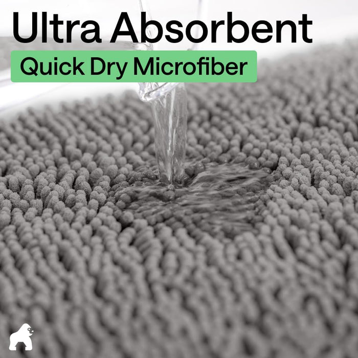 Bath Rug Mat for Bathroom, Absorbent Chenille, 24x17 Gray