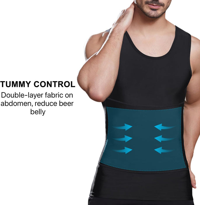 Mens Compression Shirt Slimming Shapewear Tank Top Workout Vest