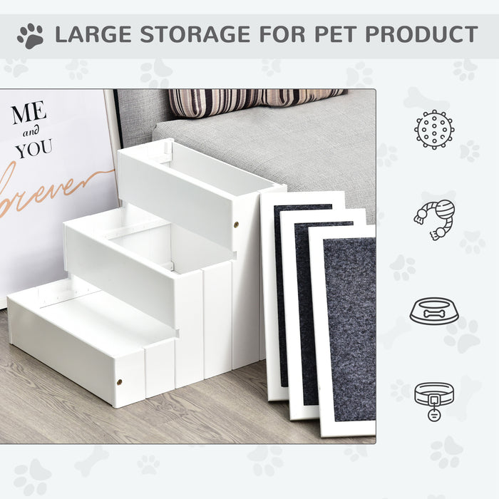 Three-Step Carpeted Pet Stairs
