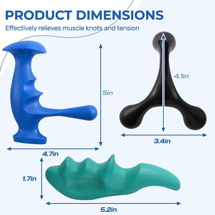 3PCS Thumb Saver Massage Tools,Manual Deep Tissue Massage,Set Include 1 Green Thumb Protector Tool & 1 Trigger Point Pressure Massager & 3-Legged Massage Knobs (3 Pcs)