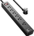 6Ft Surge Protector Power Strip with 6 Outlets & 3 USB Ports, Black