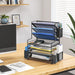 7 Tier Desk File Organizer, Letter Tray Paper Organizer with Pen Holder and Metal Hanging Basket, Black