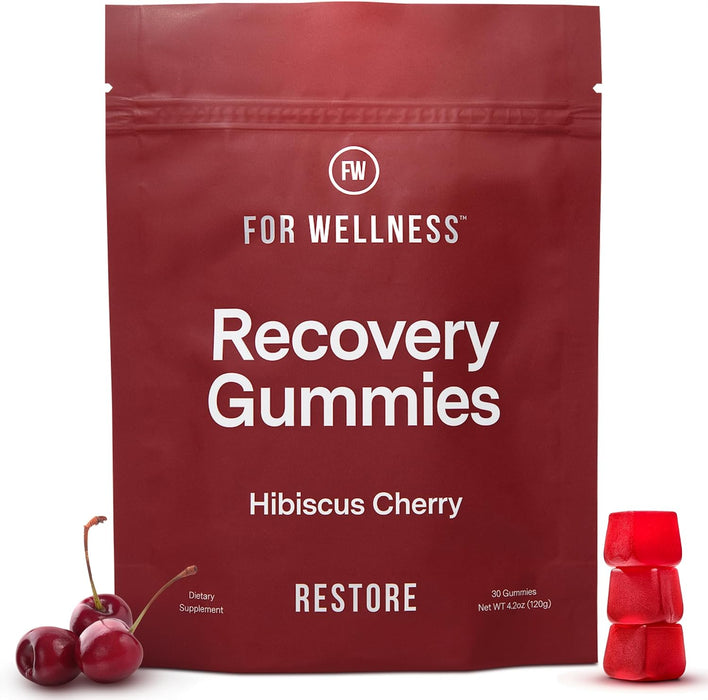 Recovery Gummies Restore | Tart Cherry Energy Supplements with Electrolytes for Muscle Soreness, Post-Workout Performanc