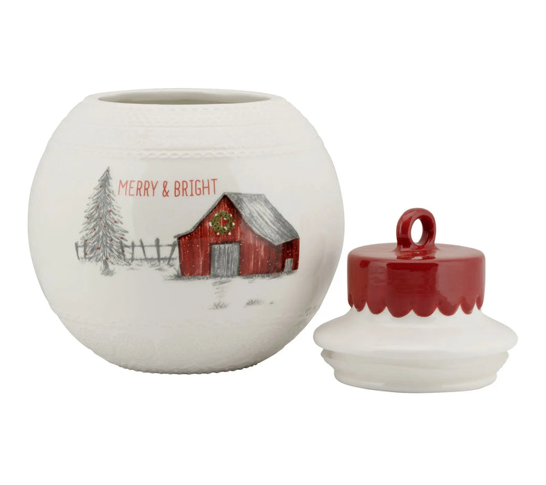 10 Strawberry Street "Merry & Bright" Ornament Cookie Jar