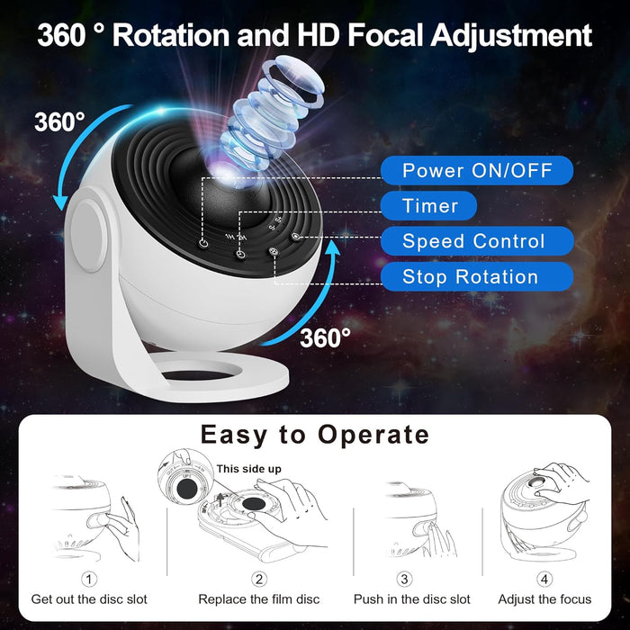 Galaxy Projector Night Light, 13-in-1 Star Projector for Bedroom, White