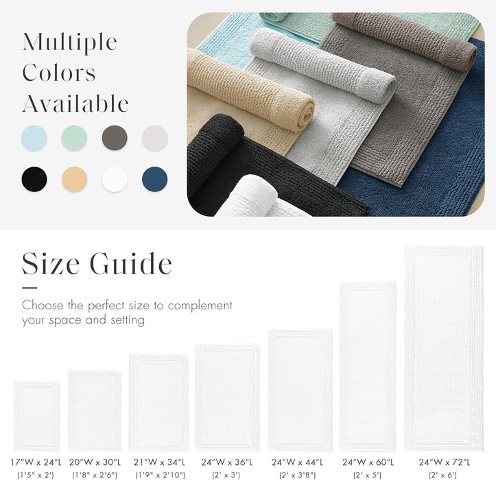 Splendor Reversible 100% Cotton Bath Rug, 21 x 34, White