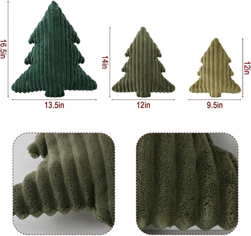 Christmas Decorations Plush Throw Pillows: Soft Green Velvet Christmas Tree Shaped Pillow, Cute Rustic Stuffed Cushion X