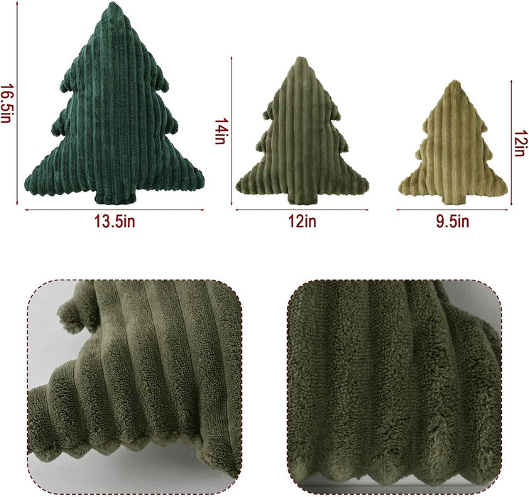 Christmas Decorations Plush Throw Pillows: Soft Green Velvet Christmas Tree Shaped Pillow, Cute Rustic Stuffed Cushion X