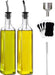 Olive Oil Dispenser Bottle, 2 Pcs Glass Olive Oil Dispenser and Vinegar Dispenser Set with 2 Stainless Steel Pourers, 4 Labels,1 Brush and 1 Funnel Oil Bottles for Kitchen (500Ml)