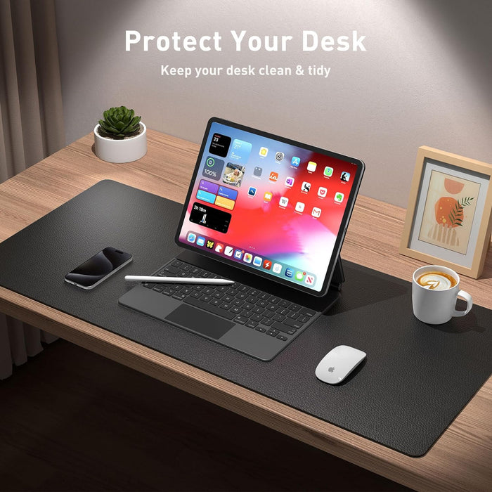 Non-Slip Waterproof PU Leather Desk Pad Protector for Mouse, Writing Desk, Office, Home, Laptop Blotter, 23.6" x 13.7", 