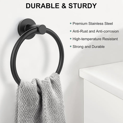 Towel Holder for Bathroom Wall Matte Black Towel Ring