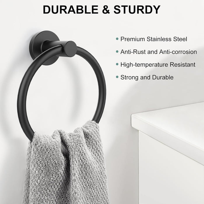 Towel Holder for Bathroom Wall Matte Black Towel Ring