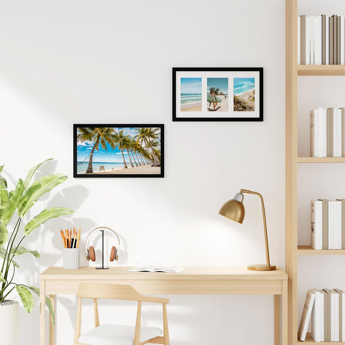 3 4x6 Picture frames Collage Wall Decor with Mat, Black