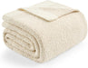 Buttery Ivory Throw Blanket for Couch, Reversible Super Soft Knitted Blankets, Warm Cozy Knit Fuzzy Plush Lightweight Throws Dupes for Sofa, Bed, Picnic, Ivory, 50 x 60 inches