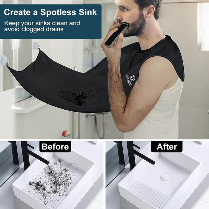 Beard Bib Beard Apron, Beard Bib Hair Catcher for Men Shaving, Non-Stick Beard Bib Apron for Men with Strong Suction Cup
