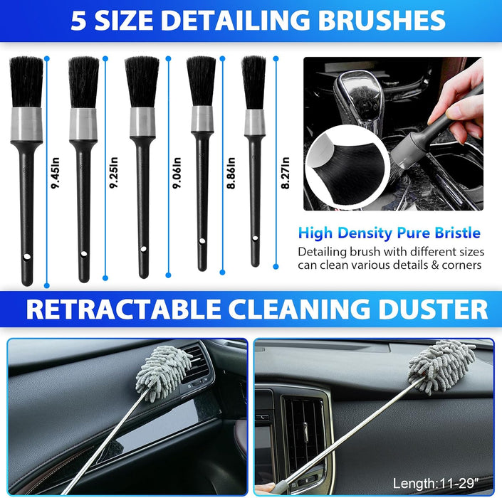 Car Cleaning Kit with High Power Vacuum,31PCS Car Detailing Kit