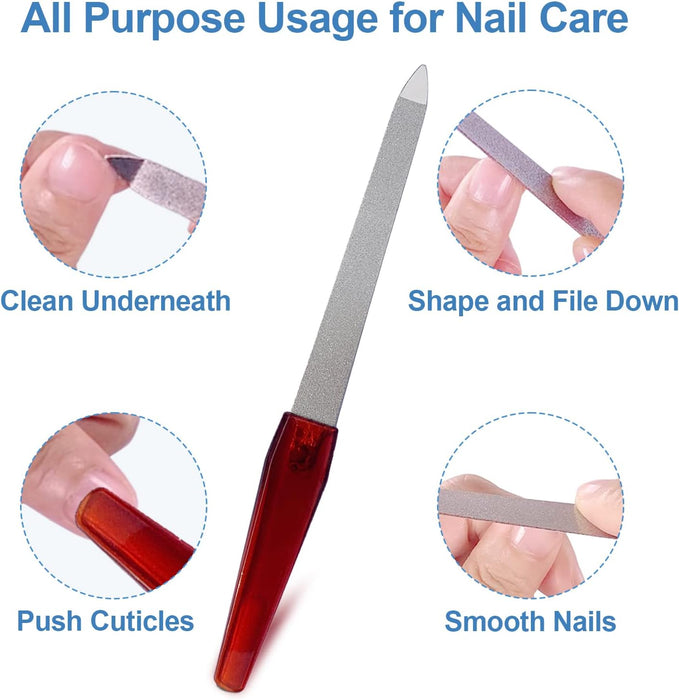 Metal Nail File (6 Pcs), Nail Files for Natural Nails Made of Stainless Steel, Sword Fingernail Files with Sharp Pointed