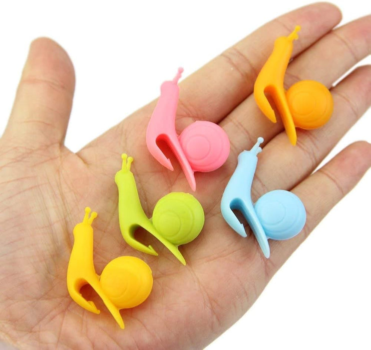 10-Pack Silicone Snail Tea Bag Clips - Cute Colorful Cup Edge Holders for Tea Bags