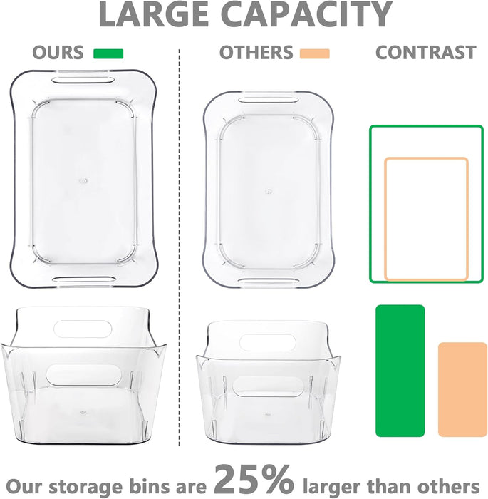 12 Pack Plastic Storage Bins, Multi-Use Organizer Bins, Pantry Organizer, Clear Storage Containers for Home, Kitchen, Of