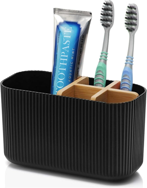 Black Toothbrush Holder, 5 Slots Bathroom Organizers and Storage