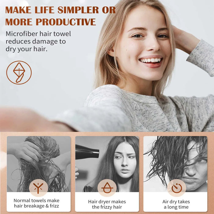Three-Pack Microfiber Hair Towel Wraps