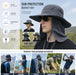 Sun Hat Bucket Hats for Men Women,Outdoor Wide Brim Fishing Hat with Detachable Face Cover & Neck Flap UV Protection