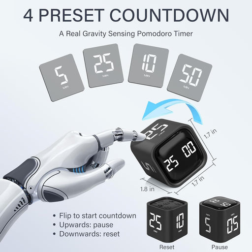 Rotating Productivity Timer 5/25/10/50, Desk Flip Timer, ADHD Tool