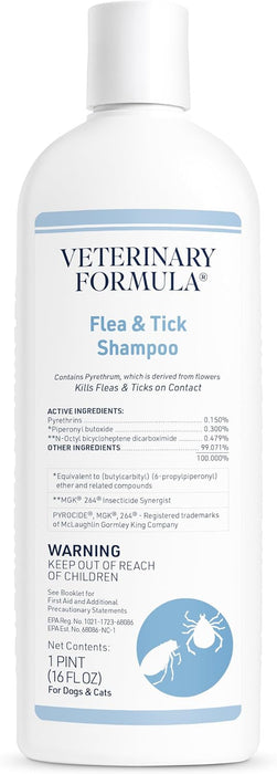 Flea and Tick Shampoo for Dogs and Cats, 16 oz