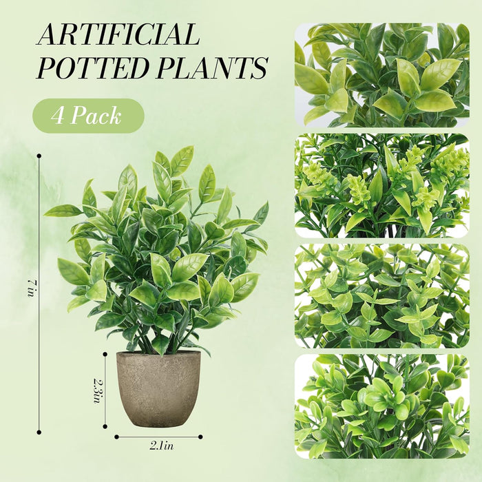 4 Pack Artificial Plants Indoor Fake Plants for Bathroom Decor