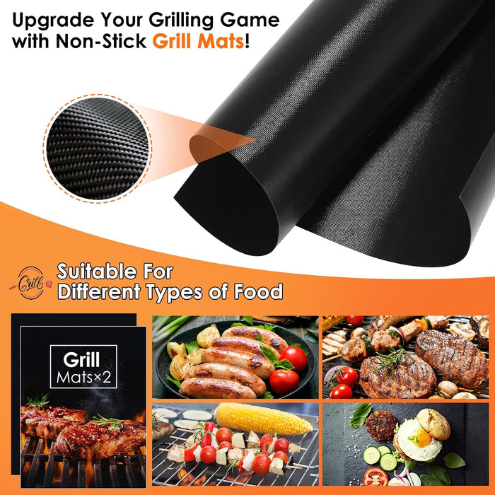 BBQ Grilling Accessories Set, 34Pcs Heavy Duty Grill Tools, Brown