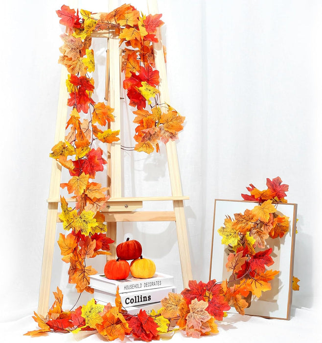 2Pcs 13FT Artificial Fall Leaves Garland for Thanksgiving Decor