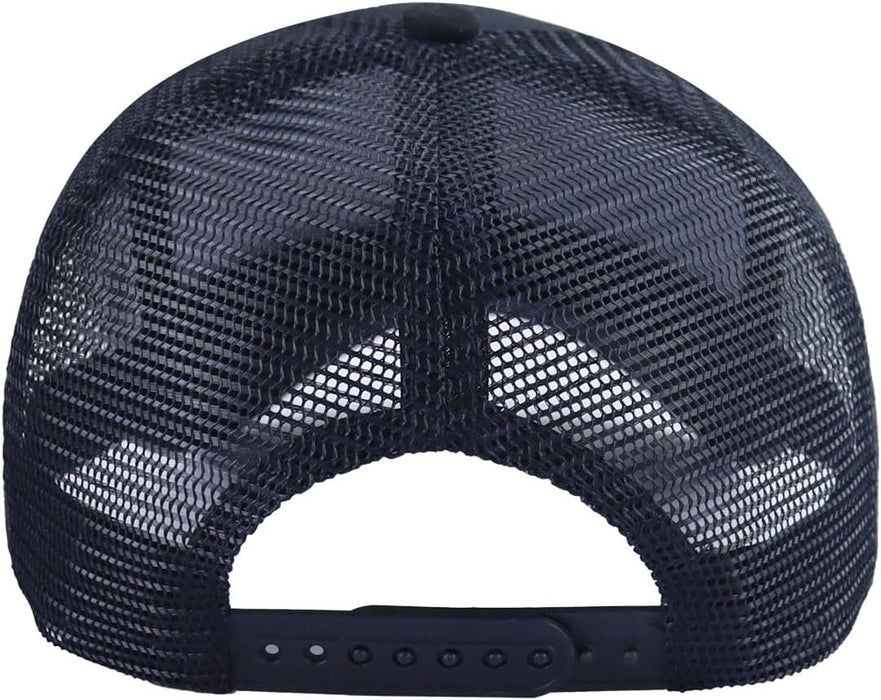 American Flag with Bass Trucker Hats for Men, Adjustable Leather Patch Mesh Fishing Baseball Cap