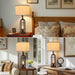 24" Farmhouse Table Lamps for Living Room Bedroom Set of 2, USB A+C