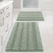 Sage Bathroom Rugs, Bath Mat Set of 2 Extra Thick Chenille Striped Pattern Shaggy Bath Rugs for Bath Room, Non Skid Bath Mats for Bathroom Floor (32 x 20 Plus 24 x 17 - Inches)