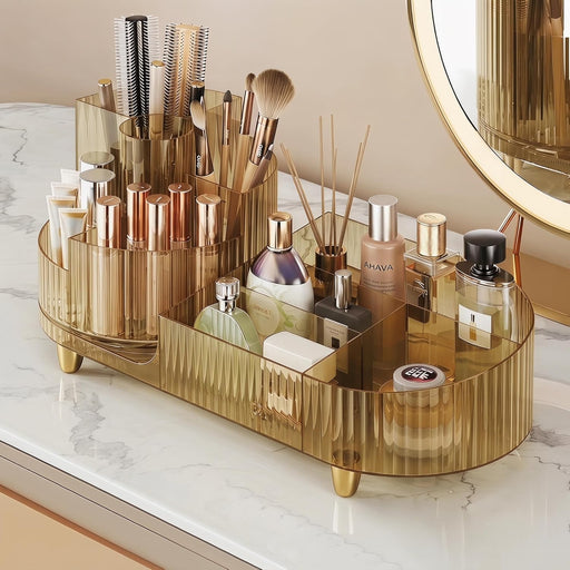 Rotating Makeup Organizer for Vanity Countertop, Amber