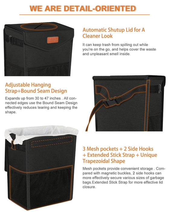 Car Trash Can with Lid Leakproof Car Garbage Bag Vehicle Trash Bin