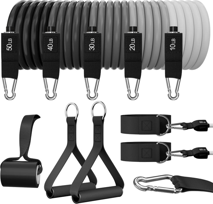 Resistance Bands with Handles, 150 lb Exercise Bands Set