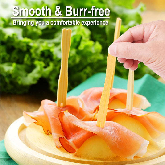 400PCS Bamboo Appetizer Forks, Fancy Toothpicks for Appetizers - 3.5 Inch