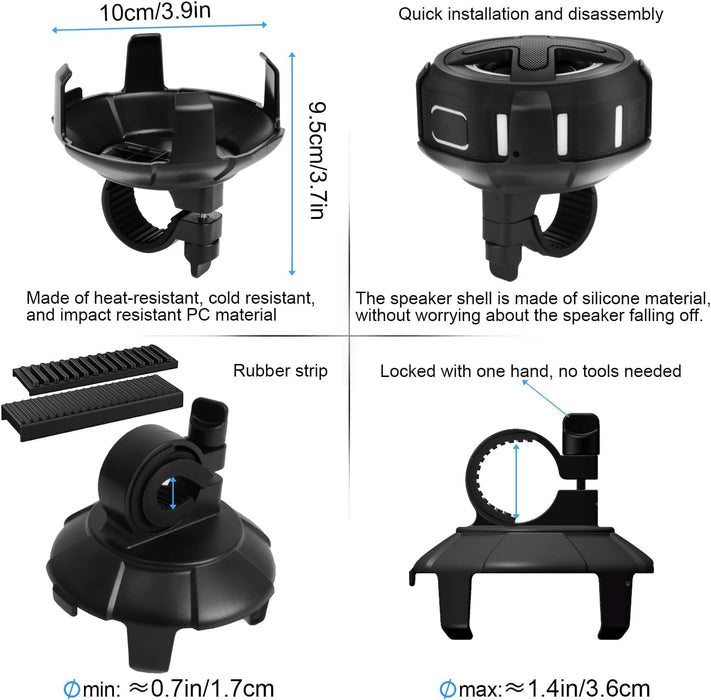 Upgraded, Pro Bike Speaker, with Pro Handlebar Mount, Bluetooth V5.4, IPX7 Waterproof, Silicone Case, Broadcast Navigati